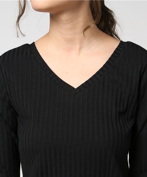 WEGO（ウィゴー）の「WEGO/2WAYリブロングスリーブカットソー（Tシャツ/カットソー・レディース・ライトピンク/ホワイト系その他5/ブラック/オフホワイト・FREE）」の8枚目の写真