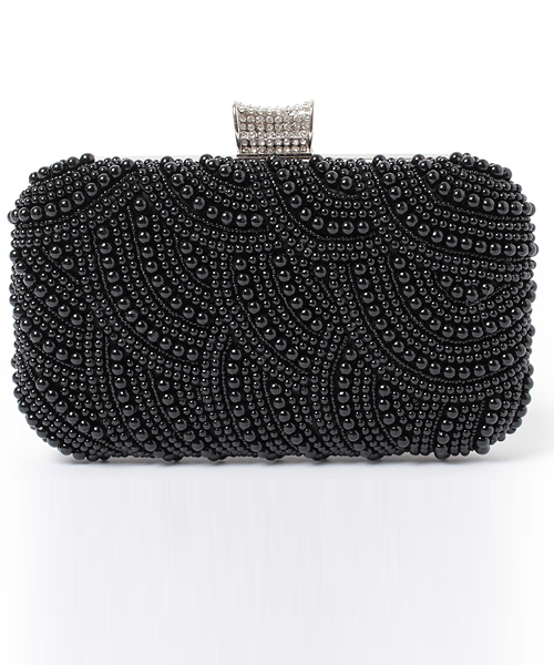 girl（ガール）の「フロントパールスクエアクラッチパーティーバッグ 結婚式 パーティー お呼ばれ オケージョン（クラッチバッグ・レディース・ブラック/グレー/ホワイト・FREE）」の2枚目の写真