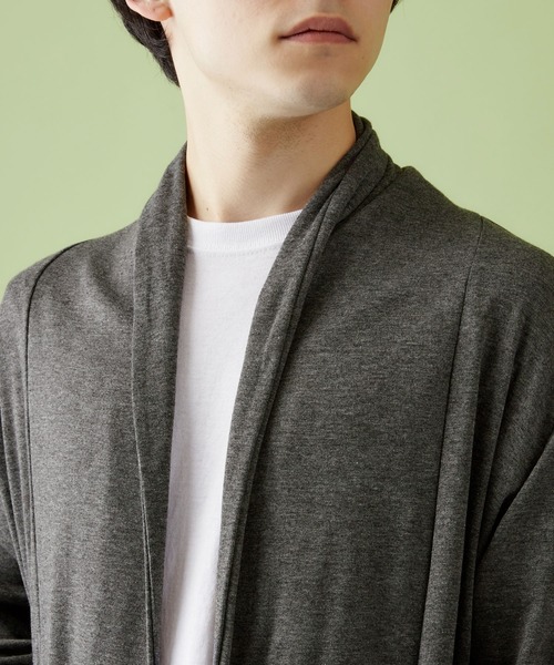 MONO-MART（モノマート）の「ロング丈 ガウン カーディガン フライス編み コーディガン（カーディガン/ボレロ・メンズ・ライトベージュ/ブラック/オリーブ/ダークブラウン/グレー/チャコール/ネイビー/オートミール/ブルーグリーン/ブラウン系その他/ピンク/ベージュ系その他・FREE）」の22枚目の写真