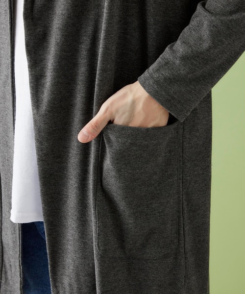 MONO-MART（モノマート）の「ロング丈 ガウン カーディガン フライス編み コーディガン（カーディガン/ボレロ・メンズ・ライトベージュ/ブラック/オリーブ/ダークブラウン/グレー/チャコール/ネイビー/オートミール/ブルーグリーン/ブラウン系その他/ピンク/ベージュ系その他・FREE）」の20枚目の写真