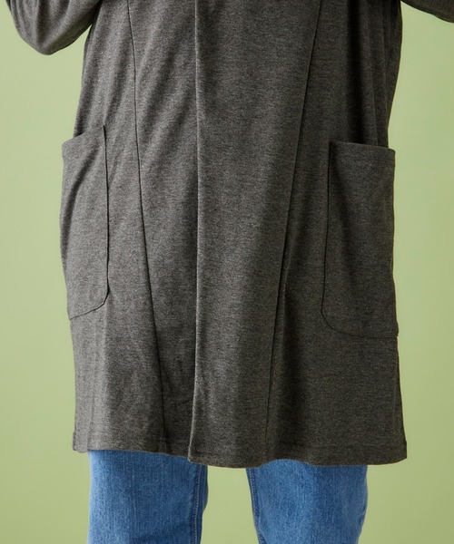 MONO-MART（モノマート）の「ロング丈 ガウン カーディガン フライス編み コーディガン（カーディガン/ボレロ・メンズ・ライトベージュ/ブラック/オリーブ/ダークブラウン/グレー/チャコール/ネイビー/オートミール/ブルーグリーン/ブラウン系その他/ピンク/ベージュ系その他・FREE）」の19枚目の写真