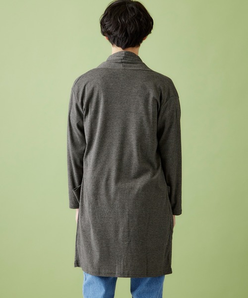 MONO-MART（モノマート）の「ロング丈 ガウン カーディガン フライス編み コーディガン（カーディガン/ボレロ・メンズ・ライトベージュ/ブラック/オリーブ/ダークブラウン/グレー/チャコール/ネイビー/オートミール/ブルーグリーン/ブラウン系その他/ピンク/ベージュ系その他・FREE）」の14枚目の写真