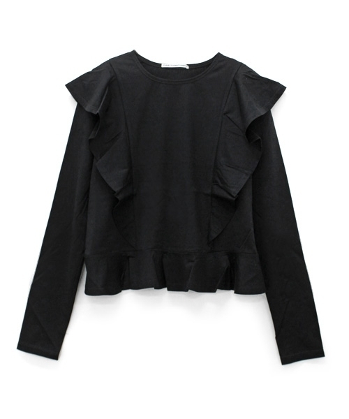 RNA（アールエヌエー）の「M0657 フリルロングスリーブTEE（Tシャツ/カットソー・レディース・ブラック/ホワイト/ピンク・MEDIUM）」の2枚目の写真