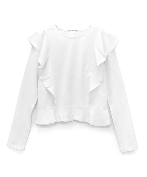 RNA（アールエヌエー）の「M0657 フリルロングスリーブTEE（Tシャツ/カットソー・レディース・ブラック/ホワイト/ピンク・MEDIUM）」の7枚目の写真