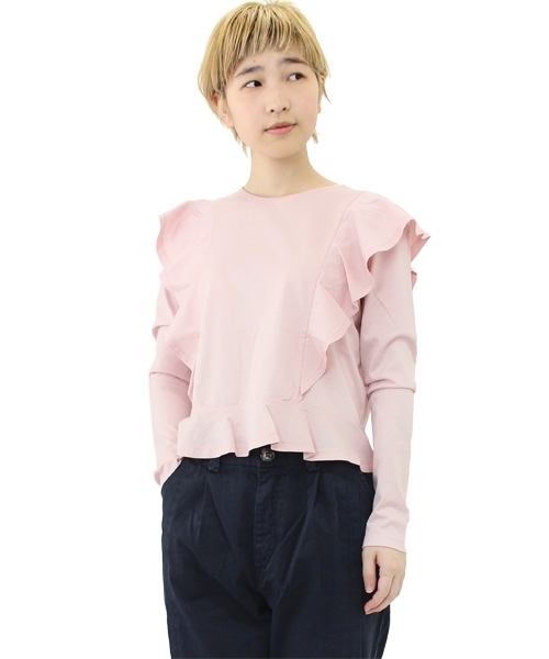 RNA（アールエヌエー）の「M0657 フリルロングスリーブTEE（Tシャツ/カットソー・レディース・ブラック/ホワイト/ピンク・MEDIUM）」の17枚目の写真