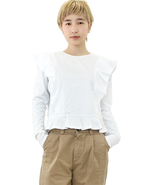 RNA（アールエヌエー）の「M0657 フリルロングスリーブTEE（Tシャツ/カットソー・レディース・ブラック/ホワイト/ピンク・MEDIUM）」の18枚目の写真