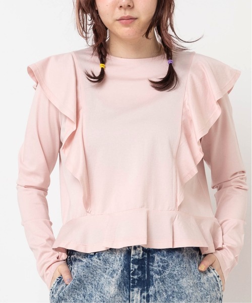 RNA（アールエヌエー）の「M0657 フリルロングスリーブTEE（Tシャツ/カットソー・レディース・ブラック/ホワイト/ピンク・MEDIUM）」の3枚目の写真