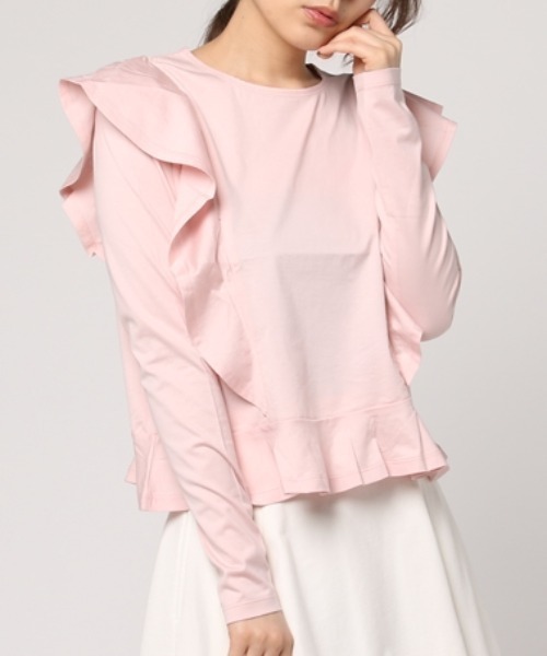 RNA（アールエヌエー）の「M0657 フリルロングスリーブTEE（Tシャツ/カットソー・レディース・ブラック/ホワイト/ピンク・MEDIUM）」の19枚目の写真