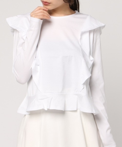 RNA（アールエヌエー）の「M0657 フリルロングスリーブTEE（Tシャツ/カットソー・レディース・ブラック/ホワイト/ピンク・MEDIUM）」の8枚目の写真