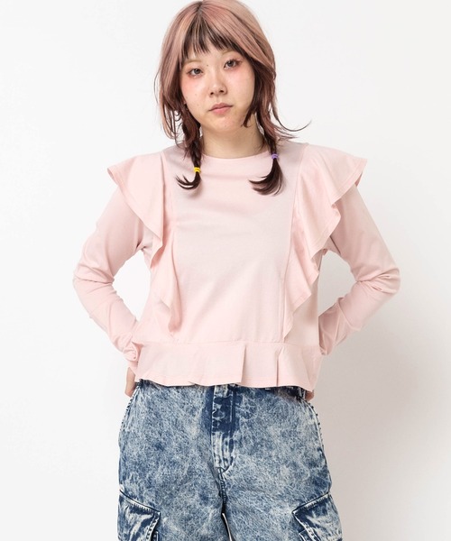 RNA（アールエヌエー）の「M0657 フリルロングスリーブTEE（Tシャツ/カットソー・レディース・ブラック/ホワイト/ピンク・MEDIUM）」の16枚目の写真
