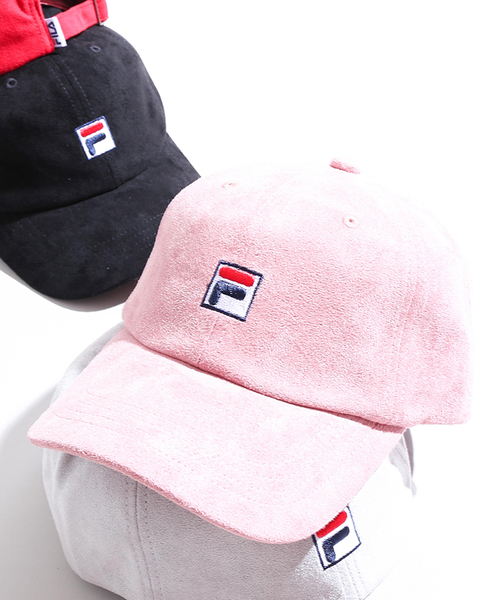 FILA（フィラ）の「∴WEGO/FILA別注フェイクスエードローキャップ（キャップ・メンズ・ピンク/レッド/ブラック/グレー・FREE）」の4枚目の写真