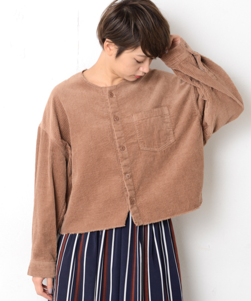 CIAOPANIC(チャオパニック)の「太畝コーデュロイシャツジャケット(シャツ/ブラウス・レディース・ブラック/ブラウン/アイボリー・FREE)」の6枚目の写真