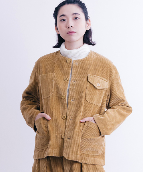 MERLOT（メルロー）の「コーデュロイノーカラーポケットジャケット2381