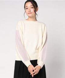 秋冬ムードたっぷり♪ふわふわのフェザーヤーン！ドロップショルダー★フェザーラインニットトップス/レディースセーター[C2867]神戸レタス