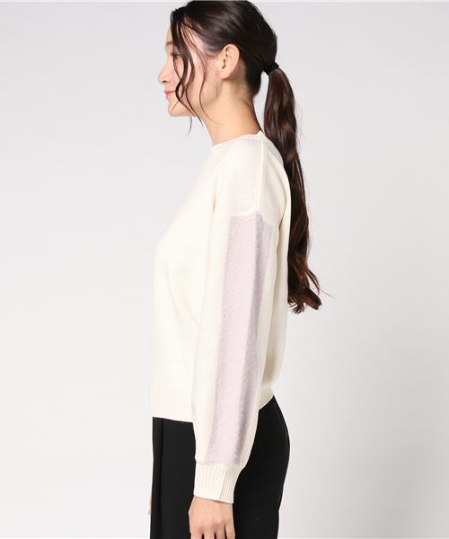 KOBE LETTUCE（コウベレタス）の「秋冬ムードたっぷり♪ふわふわのフェザーヤーン！ドロップショルダー★フェザーラインニットトップス/レディースセーター[C2867]神戸レタス（ニット/セーター・レディース・ブラック/グレー/オフホワイト・FREE）」の7枚目の写真