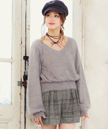 【レオパード柄・グレンチェック柄・無地】フェイクウールキュロットパンツ＊レディース/ボトムス/ショーパン[M1469]神戸レタス