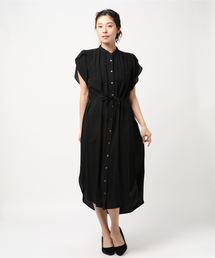 チューリップスリーブ前開きシャツワンピース