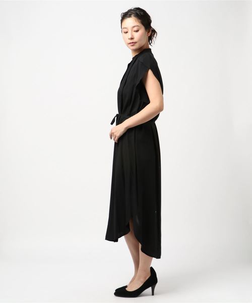  ◆チューリップスリーブ シャツ ドレス ワンピース セール】チューリップスリーブ前開きシャツワンピース