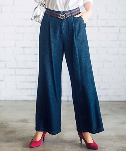 GeeRA(ジーラ)の「ゴムベルト付チノワイドパンツ(その他パンツ・レディース・ブルー系その他/ベージュ/カーキ/ブラック・SMALL/X-LARGE/XX-LARGE/LARGE/MEDIUM)」の4枚目の写真