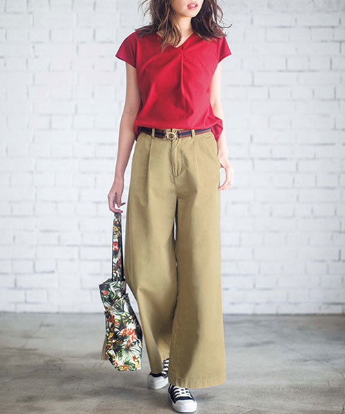 GeeRA(ジーラ)の「ゴムベルト付チノワイドパンツ(その他パンツ・レディース・ブルー系その他/ベージュ/カーキ/ブラック・SMALL/X-LARGE/XX-LARGE/LARGE/MEDIUM)」の6枚目の写真