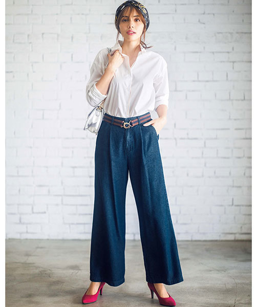 GeeRA(ジーラ)の「ゴムベルト付チノワイドパンツ(その他パンツ・レディース・ブルー系その他/ベージュ/カーキ/ブラック・SMALL/X-LARGE/XX-LARGE/LARGE/MEDIUM)」の5枚目の写真