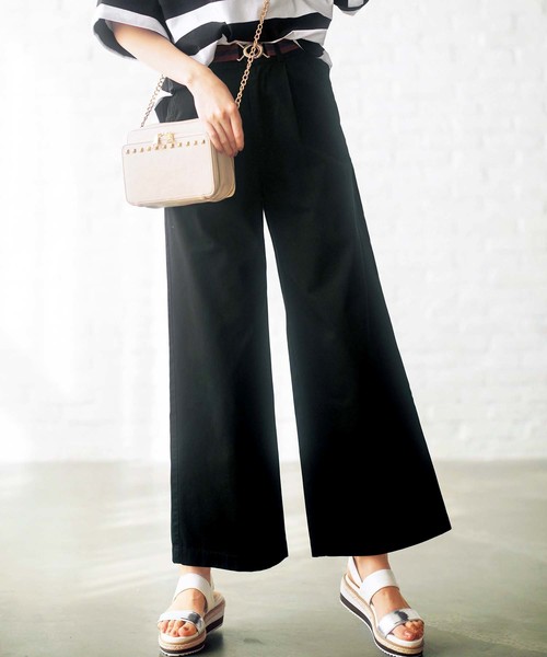 GeeRA(ジーラ)の「ゴムベルト付チノワイドパンツ(その他パンツ・レディース・ブルー系その他/ベージュ/カーキ/ブラック・SMALL/X-LARGE/XX-LARGE/LARGE/MEDIUM)」の2枚目の写真