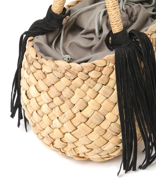 laboratory work(ラボラトリーワーク)の「フリンジミニトート(かごバッグ・レディース・ブラック/ブラウン・フリー)」の15枚目の写真