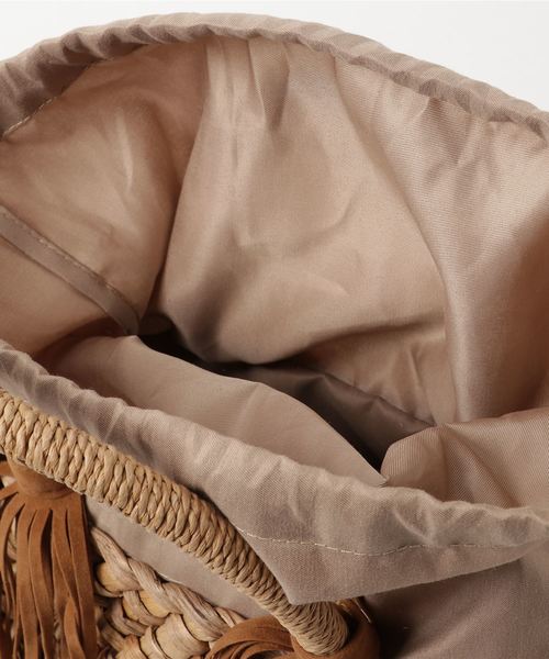 laboratory work(ラボラトリーワーク)の「フリンジミニトート(かごバッグ・レディース・ブラック/ブラウン・フリー)」の3枚目の写真