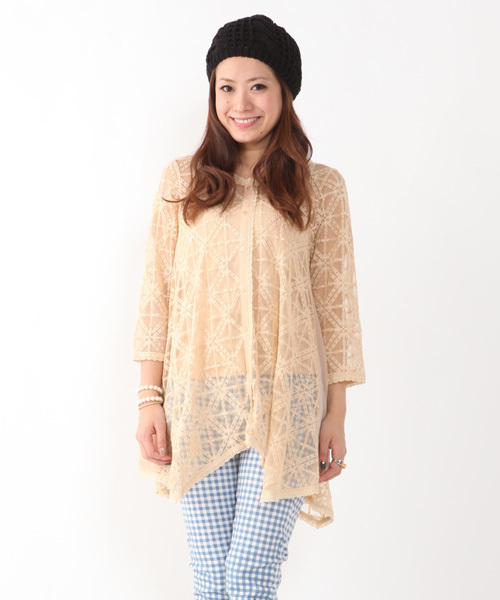 mystic(ミスティック)の「【mystic】 エンブロイダリーチュールガウン(シャツ/ブラウス・レディース・アイボリー/ベージュ/ライム・フリ-)」の1枚目の写真