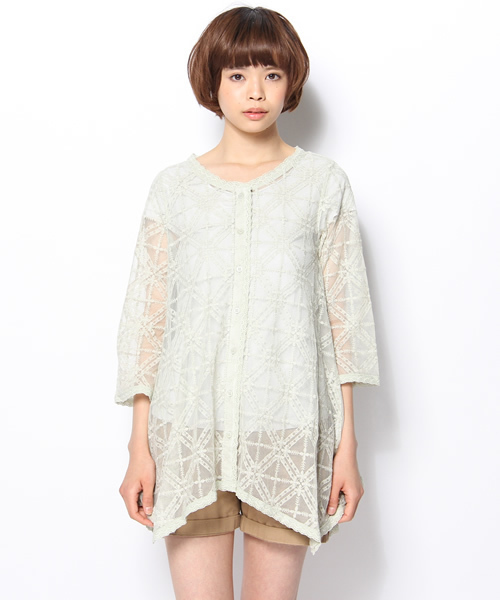 mystic(ミスティック)の「【mystic】 エンブロイダリーチュールガウン(シャツ/ブラウス・レディース・アイボリー/ベージュ/ライム・フリ-)」の10枚目の写真