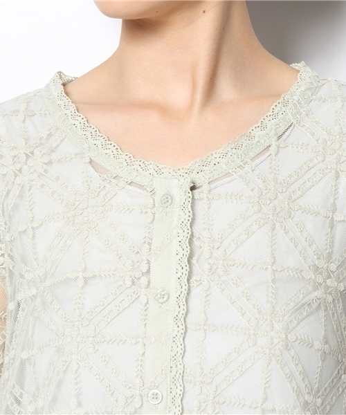 mystic(ミスティック)の「【mystic】 エンブロイダリーチュールガウン(シャツ/ブラウス・レディース・アイボリー/ベージュ/ライム・フリ-)」の5枚目の写真