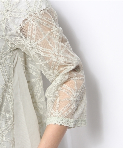 mystic(ミスティック)の「【mystic】 エンブロイダリーチュールガウン(シャツ/ブラウス・レディース・アイボリー/ベージュ/ライム・フリ-)」の6枚目の写真