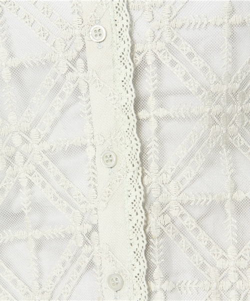 mystic(ミスティック)の「【mystic】 エンブロイダリーチュールガウン(シャツ/ブラウス・レディース・アイボリー/ベージュ/ライム・フリ-)」の8枚目の写真