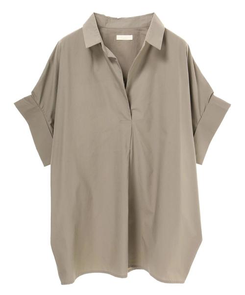 earth music&ecology（アースミュージックアンドエコロジー）の「・半袖スキッパーシャツ ●（シャツ/ブラウス・レディース・オフホワイト/ライトピンク/ライトイエロー/カーキ/ネイビー/ダークベージュ/ピンク系その他2/ダークグリーン・FREE）」の12枚目の写真