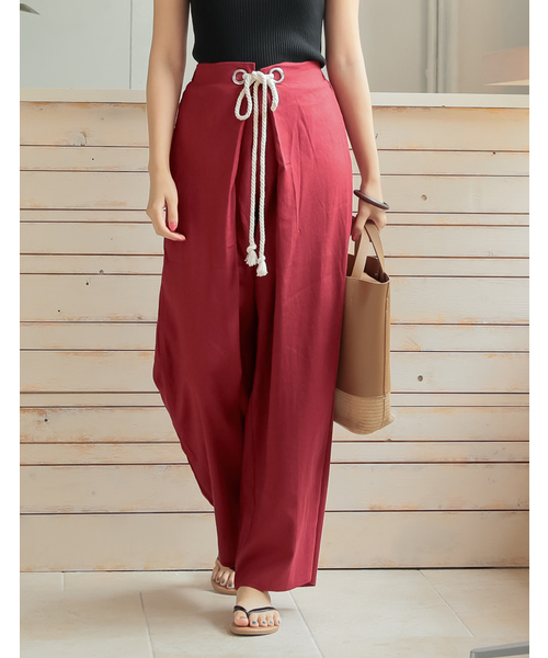 Re:EDIT（リエディ）の「ロープベルトリネンブレンドワイドパンツ（その他パンツ・レディース・ブラック/ベージュ/レッド/オレンジ/ブルー/ライトベージュ・MEDIUM/LARGE）」の6枚目の写真