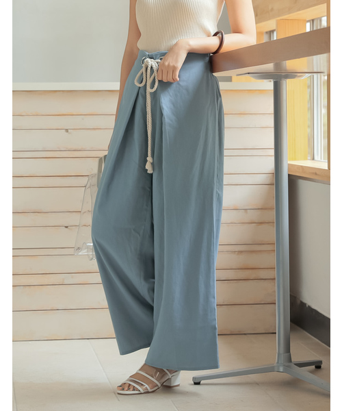 Re:EDIT（リエディ）の「ロープベルトリネンブレンドワイドパンツ（その他パンツ・レディース・ブラック/ベージュ/レッド/オレンジ/ブルー/ライトベージュ・MEDIUM/LARGE）」の5枚目の写真