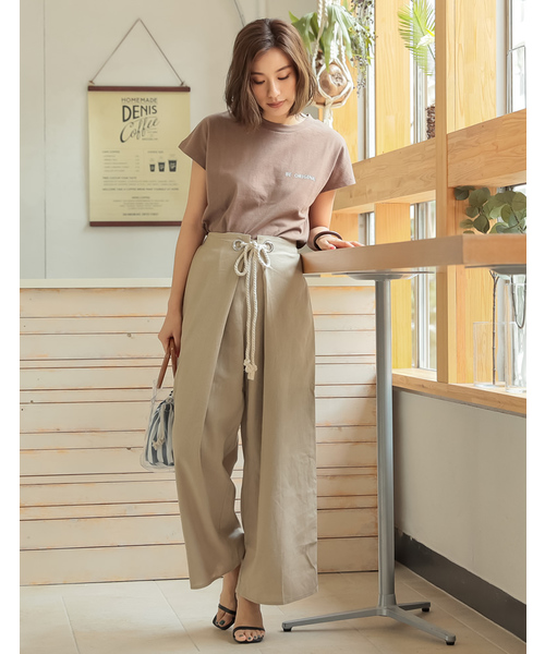 Re:EDIT（リエディ）の「ロープベルトリネンブレンドワイドパンツ（その他パンツ・レディース・ブラック/ベージュ/レッド/オレンジ/ブルー/ライトベージュ・MEDIUM/LARGE）」の12枚目の写真
