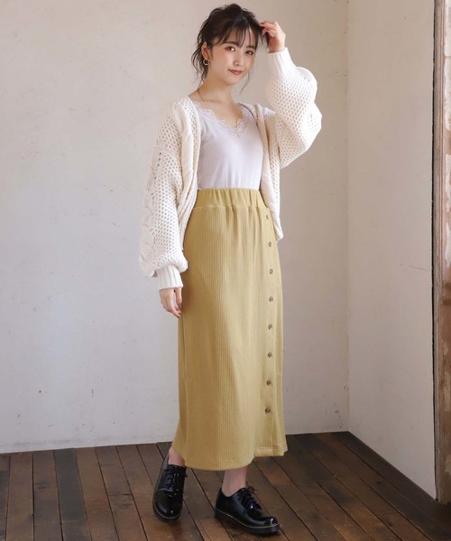 one after another NICE CLAUP(ワンアフターアナザーナイスクラップ)の「タイトミディスカート(スカート・レディース・アイボリー/グリーン系その他/マスタード/レオパード・FREE)」の12枚目の写真