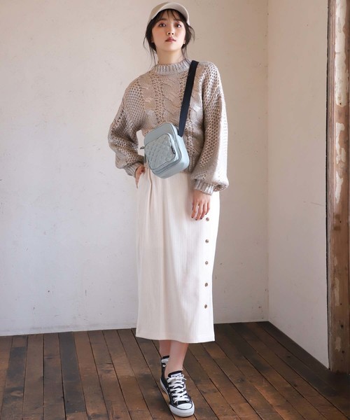 one after another NICE CLAUP(ワンアフターアナザーナイスクラップ)の「タイトミディスカート(スカート・レディース・アイボリー/グリーン系その他/マスタード/レオパード・FREE)」の9枚目の写真