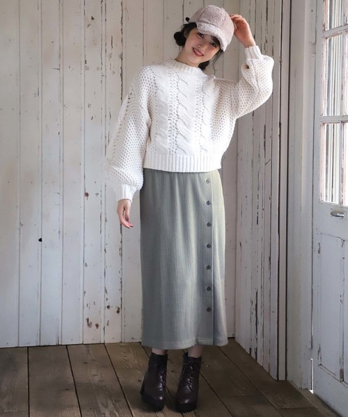 one after another NICE CLAUP(ワンアフターアナザーナイスクラップ)の「タイトミディスカート(スカート・レディース・アイボリー/グリーン系その他/マスタード/レオパード・FREE)」の11枚目の写真