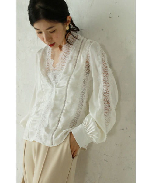 cawaii(カワイイ)の「美しいレースのエレガントブラウストップス(シャツ/ブラウス・レディース・ホワイト/ブラック・FREE)」の13枚目の写真