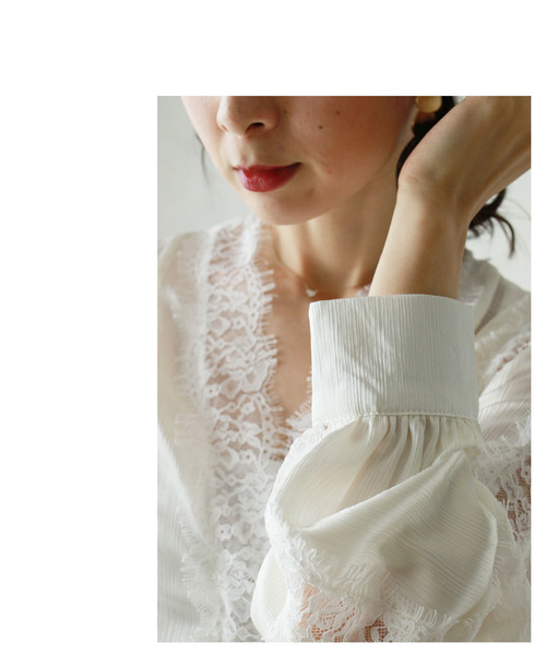 cawaii(カワイイ)の「美しいレースのエレガントブラウストップス(シャツ/ブラウス・レディース・ホワイト/ブラック・FREE)」の17枚目の写真