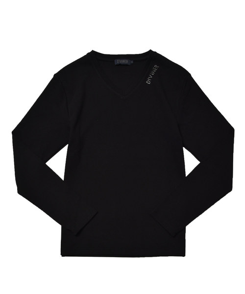 JOKER（ジョーカー）の「ラインストーン テレコVネックカットソー（Tシャツ/カットソー・メンズ・ホワイト/ブラック・S/M/L/XL/XXL）」の9枚目の写真