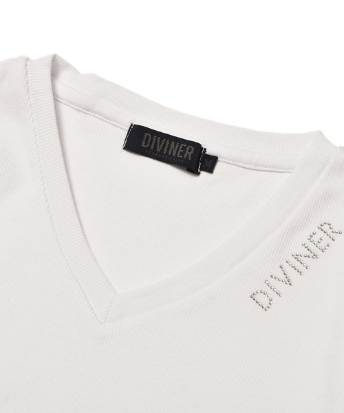 JOKER（ジョーカー）の「ラインストーン テレコVネックカットソー（Tシャツ/カットソー・メンズ・ホワイト/ブラック・S/M/L/XL/XXL）」の10枚目の写真