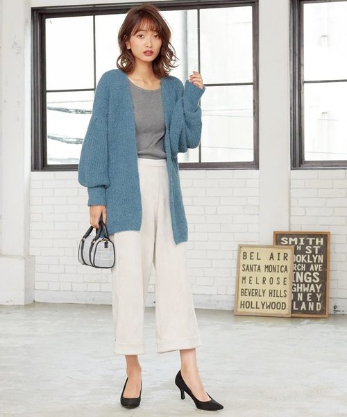 KOBE LETTUCE（コウベレタス）の「バルーンスリーブフェザーヤーンカーディガン＊レディース/トップス[C3289]神戸レタス（カーディガン/ボレロ・レディース・オフホワイト/マスタード/ブルー/パープル・FREE）」の10枚目の写真