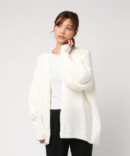 KOBE LETTUCE（コウベレタス）の「バルーンスリーブフェザーヤーンカーディガン＊レディース/トップス[C3289]神戸レタス（カーディガン/ボレロ・レディース・オフホワイト/マスタード/ブルー/パープル・FREE）」の2枚目の写真