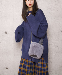 【Jewelobe/ ジュエローブ】フェイクファー 巾着 バケツバッグ