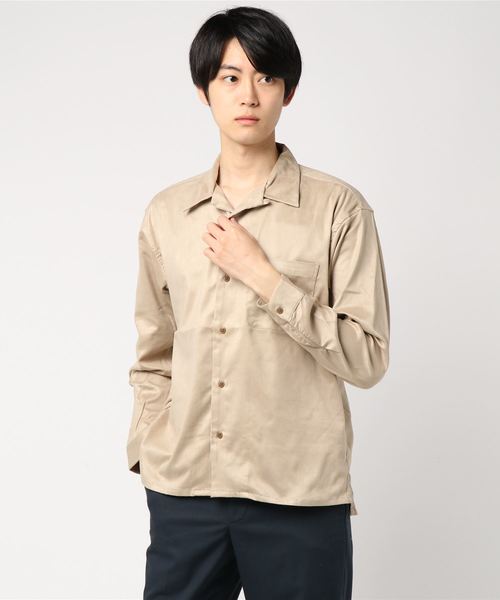 Right-on（ライトオン）の「スウェードオープンカラー（シャツ/ブラウス・メンズ・ベージュ/ネイビー/キャメル・MEDIUM/LARGE）」の2枚目の写真