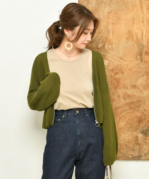 DouDou（ドゥドゥ）の「ガーターファスナーカーデ（カーディガン/ボレロ・レディース・ブラック/レッド/オフホワイト/カーキ・FREE）」の3枚目の写真