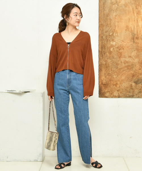 DouDou（ドゥドゥ）の「ガーターファスナーカーデ（カーディガン/ボレロ・レディース・ブラック/レッド/オフホワイト/カーキ・FREE）」の12枚目の写真